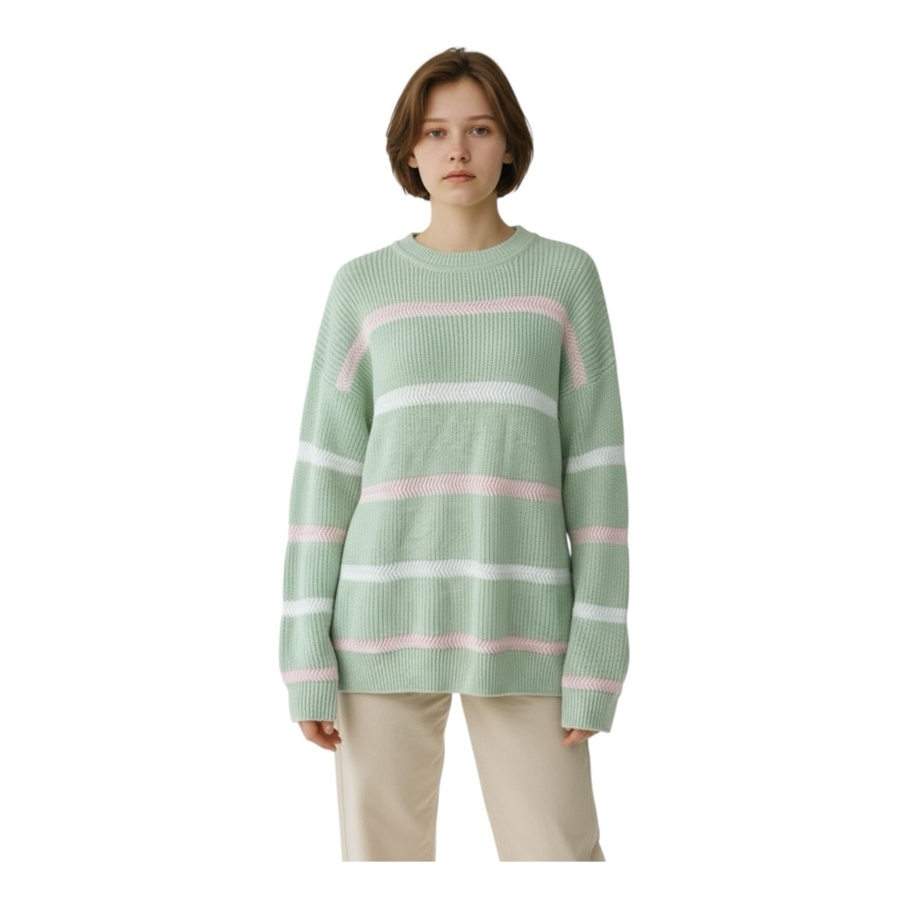 Vintage Claybrooke Pastel Stripe Spring Grandpa Sweater Size Large